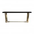 Art-deco luxusný jedálenský stôl Oliva s čiernou hranatou doskou a zlatou konštrukciou 200cm