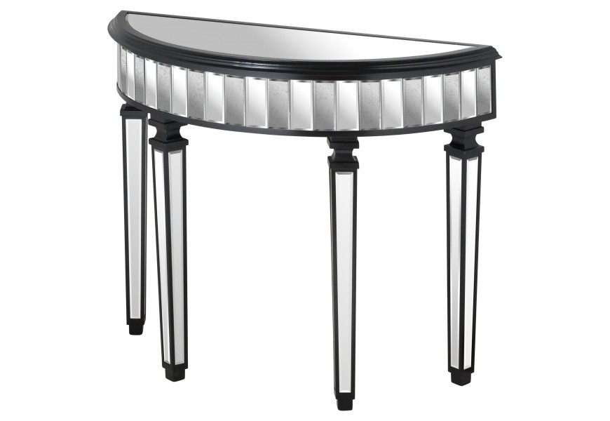 Zrkadlový konzolový stolík s čiernou konštrukciou