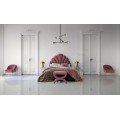 Art-deco luxusný taburet Ossera v ružovom zamatovom prevedení s kovovými prvkami 60cm