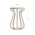 Art-deco luxusný príručný stolík Tweng s kruhovou mramorovou doskou 42cm