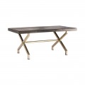 Art-deco luxusný jedálenský stôl Krai s masívnou hranatou doskou a zlatými nohami 180cm