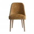 Art-deco luxusná horčicová stolička Lage s drevenými nohami 87cm