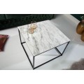 Art-deco štýlový konferenčný stolík Elements Blanc z lešteného mramoru 50cm