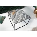 DIzajnový štvorcový art-deco konferenčný stolík Elements Gris z lešteného mramoru sivej farby