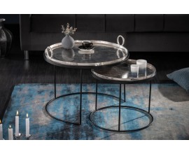 Moderný set dvoch okrúhlych príručných stolíkov Elements z kovu 62cm