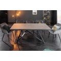Vkusný a dizajnový rozkladací jedálenský stôl Epinal so sivou povrchvou doskou z keramiky s betónovým vzhľadom