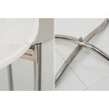 Art-deco strieborný príručný stolík Jaspe s bledou mramorovou kruhovou doskou 35cm