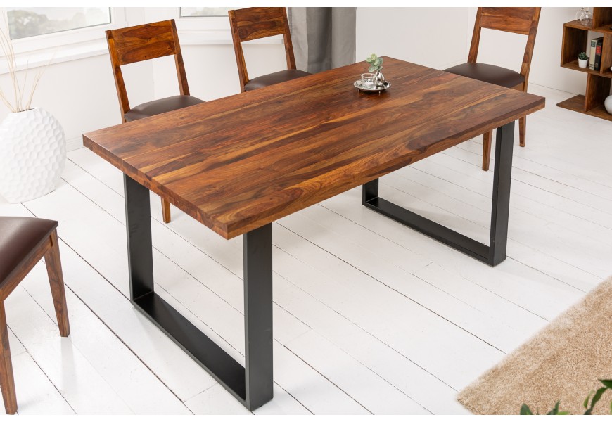Industriálny dizajnový masívny jedálensky stôl Steele Craft z palisandrového dreva 140cm