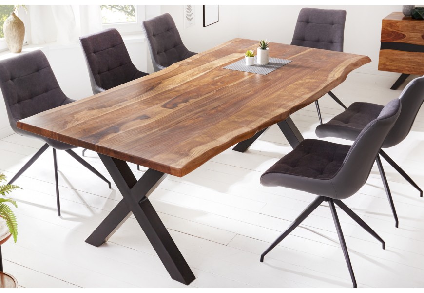 Nadčasový a vkusný moderný jedálenský stôl Steele Craft s obdĺždnikovou povrchovou doskou v industriálnom prevedení