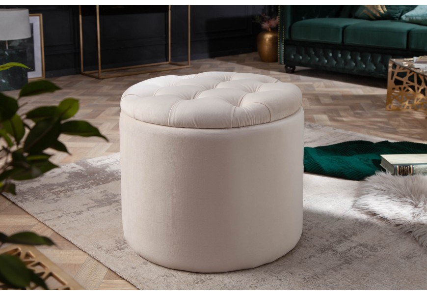 Zámocká luxusná béžová taburetka Modern Barock s úložným priestorom 50cm