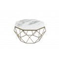 Art-deco štýlový konferenčný stolík Adamantino s bielou mramorovou doskou a bronzovou konštrukciou v tvare diamantu 69cm