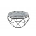 Štýlový mramorový konferenčný stolík Adamantino so sivým povrchom a čiernou konštrukciou v tvare diamantu