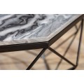 Art-deco štýlový konferenčný stolík Adamantino so sivou mramorovou doskou a čiernou konštrukciou 69cm