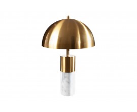 Art-deco luxusná stolná lampa Jaspeado s mramorovou podstavou a zlatým tienidlom 52cm