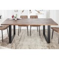 Jedinečný masívny jedálenský stôl Steele Craft z dreva akácie a kovovými čiernymi nohami