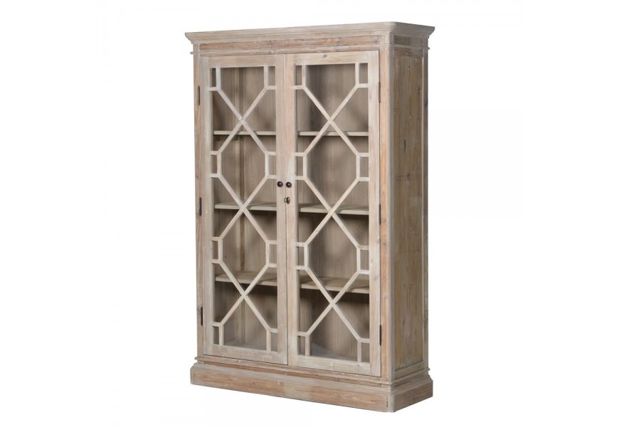 Luxusná svetlohnedá vidiecka vitrína Karlotta s dvomi dvierkami