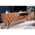 Luxusný drevený TV stolík Mozaika z masívneho dreva sheesham na nožičkách s úložným priestorom