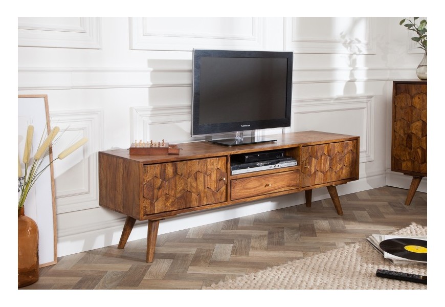 Luxusný televízny stolík Mozaika z masívneho dreva palisander 140cm