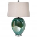 Luxusná krémová nočná lampa Dariele so sklenou zelenou podstavou v tvare vázy