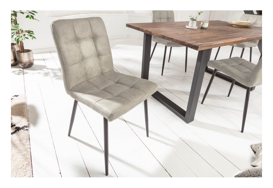 Dizajnová čalúnená jedálenská stolička Modena z mikrovlákna v sivej farbe 87cm