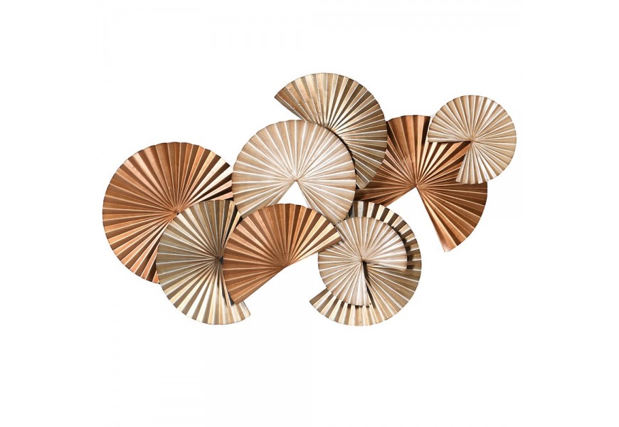 Luxusná Art-deco závesná bronzovo-strieborná dekorácia vejár Fane z kovu