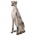 Luxusná bledá socha Chadora v tvare sediaceho psa v štýle vintage