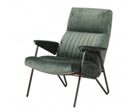 Retro zelené čalúnené kreslo Secto s čiernou kovovou konštrukciou 94cm 