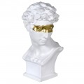 Jedinečná biela antická soška Cabez v tvare busty s moderným zlatým detailom