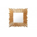 Art-deco dizajnové štvorcové nástenné zrkadlo Cuadrado v hrubom ráme zlatej farby 96cm