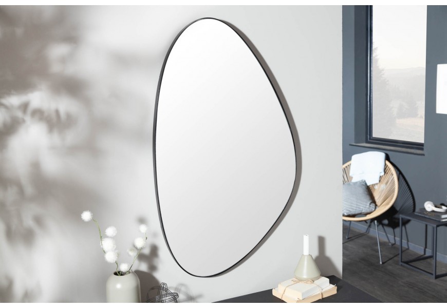 Moderné štýlové atypické nástenné zrkadlo Smialls v čiernom ráme 90cm