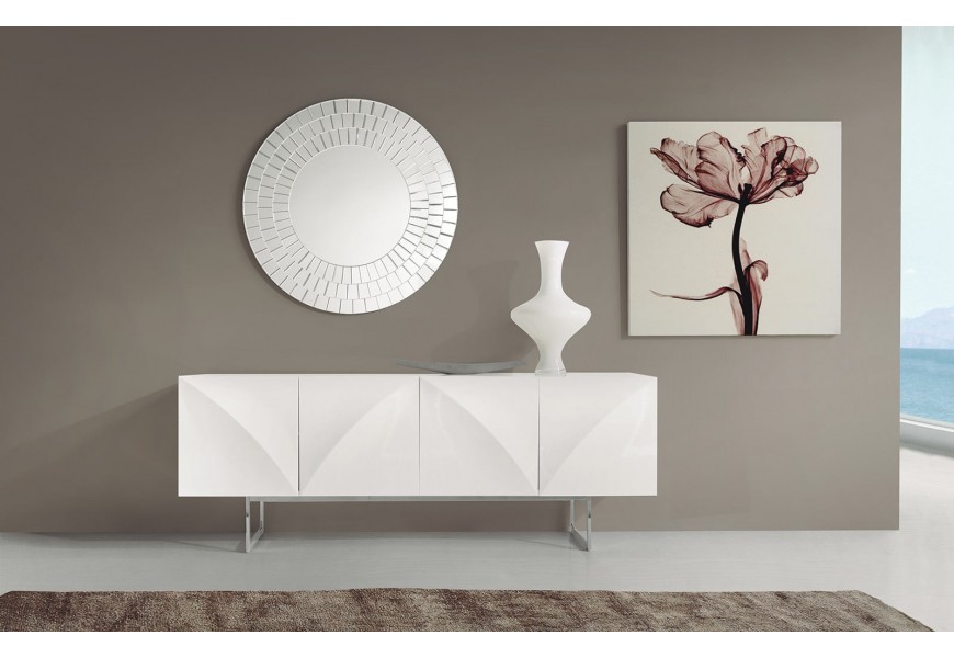 Moderný lesklý biely štvordverový príborník VITO 200cm