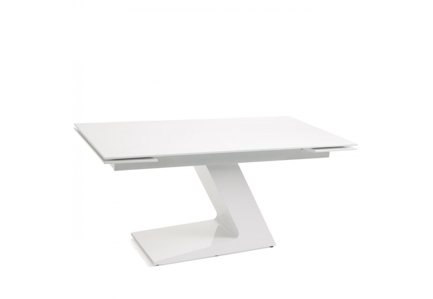 Biely lesklý moderný rozkladací jedálenský stôl VITO 160(220)cm