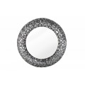 Dizajnové industriálne nástenné zrkadlo Riverstone v okrúhlom kovovom ráme sivej farby