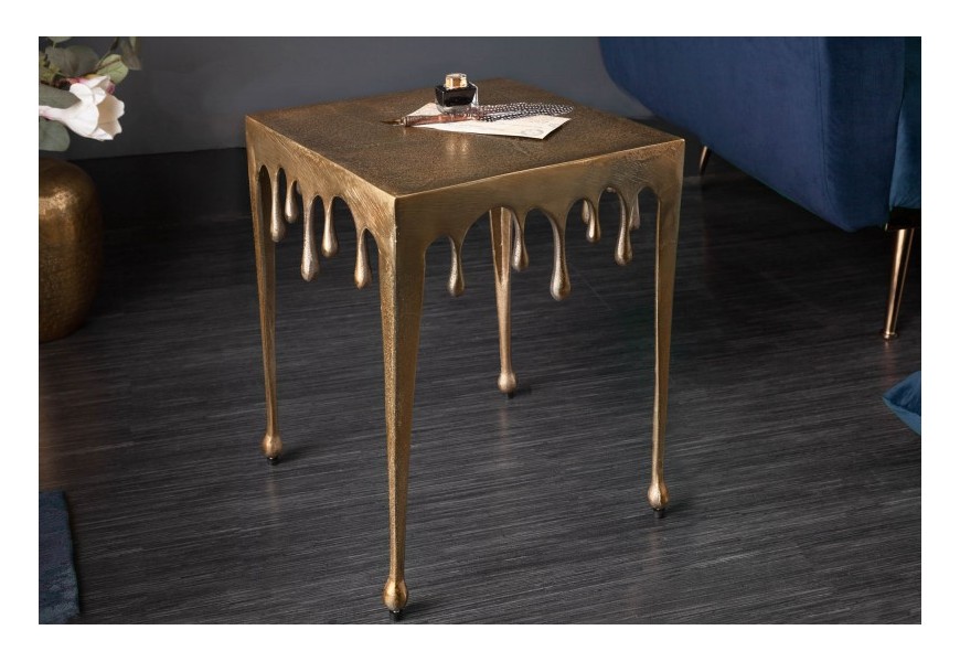 Art-deco príručný stolík Liquid Line v zlatej farbe 44cm