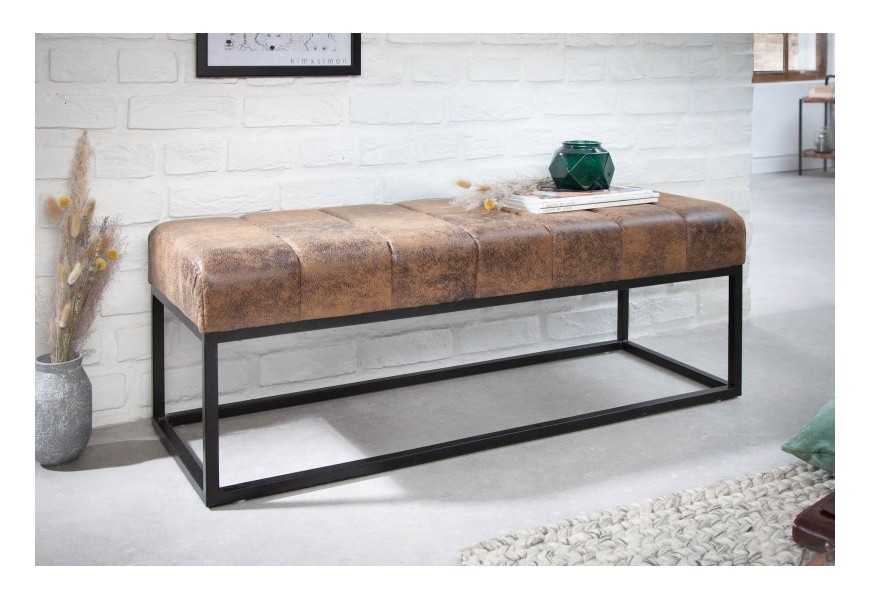  Retro &scaron;t&yacute;lov&aacute; lavica Taxil s hned&yacute;m poťahom a čiernou kovovou kon&scaron;trukciou 110cm 