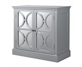 Elegantná art-deco skrinka Riva Gris obdĺžnikového tvaru v sivej farbe so zrkadlovými dvierkami