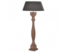 Klasická elegantná stojaca lampa Nadine z mangového dreva so sivým tienidlom
