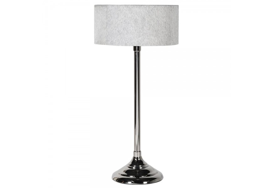 Elegantná nočná lampa Norma v modernom štýle z kovu so sivým textilným tienidlom
