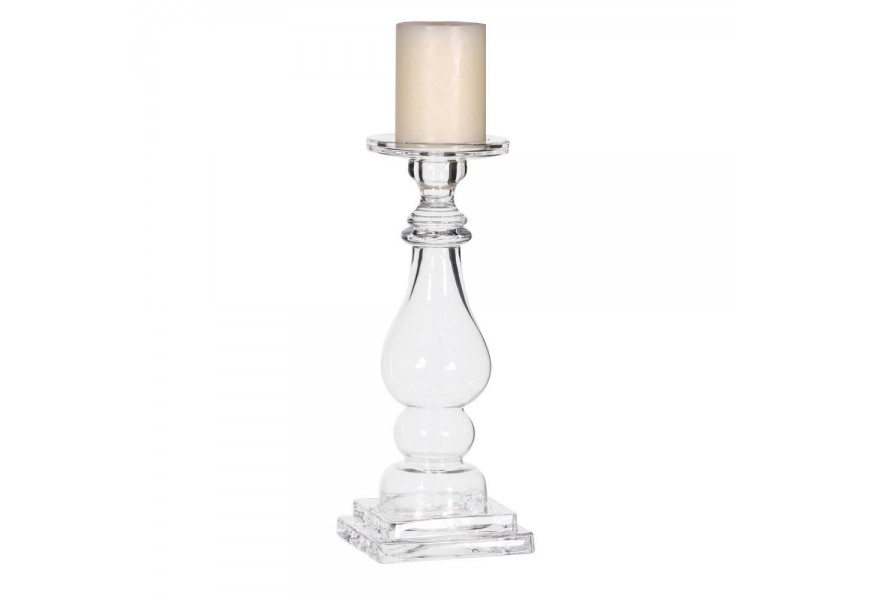 Art-deco sklenený svietnik Dale priehľadný 33cm
