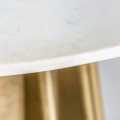 Art-deco luxusný okrúhly jedálenský stôl Lezey s kruhovou mramorovou doskou a zlatou podstavou 120cm