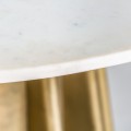 Art-deco luxusný okrúhly jedálenský stôl Lezey s kruhovou mramorovou doskou a zlatou podstavou 120cm