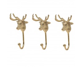 Dizajnový vešiak Jeleň zlatej farby z kovu 23cm