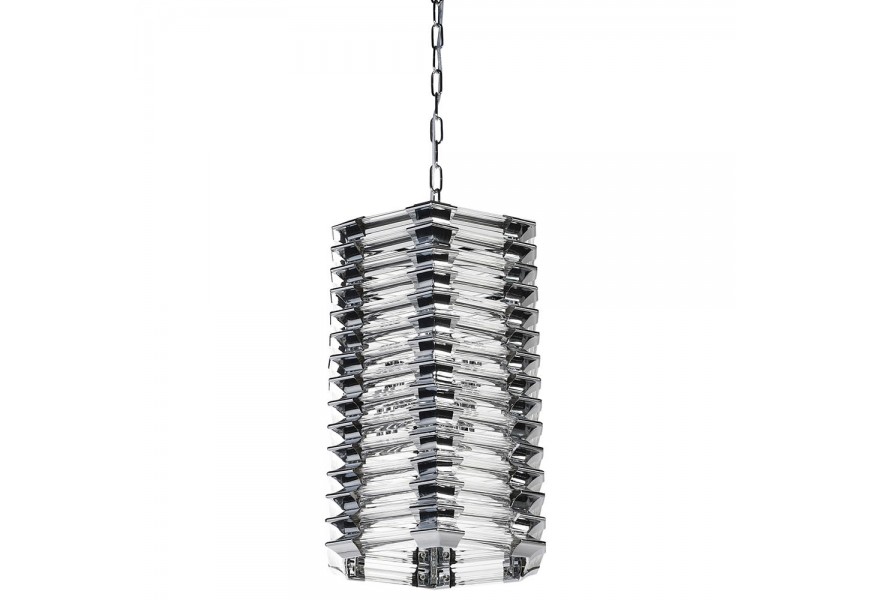 Luxusný priesvitný štýlový luster Emmerald z kovu a skla v art-deco štýle