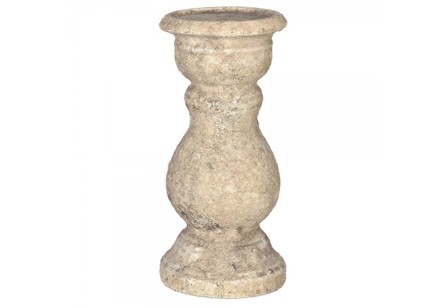 Jedinečný hlinený svietnik Rustic prírodnej béžovej farby