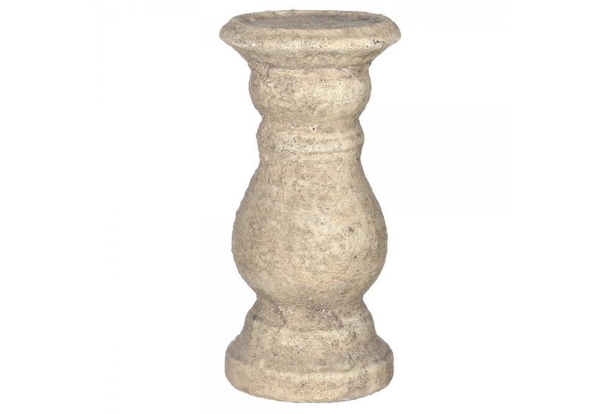 Štýlový hlinený svietnik Rustic pieskovitej farby oblých tvarov