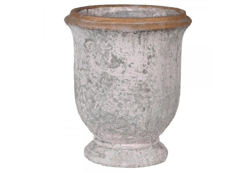 Jedinečný hlinený kvetináč Urn sivej farbe