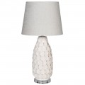 Elegantná keramická nočná lampa Bellede v bielej farbe s ornamentálnym dizajnom