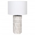 Jedinečná keramická moderná stolná lampa Edin bielej farbe s okrúhlym tienidlom