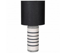 Retro štýlová keramická stolná lampa Lourdes čierno-bielej farby 66cm 