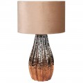Luxusná keramická nočná lampa Camrose v bronzovej farbe s béžovým zamatovým tienidlom
